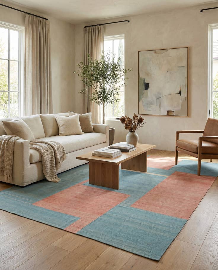 Detail image of 6' 7 x 9' 5 Hand Woven Kilim Modern Wool Rug