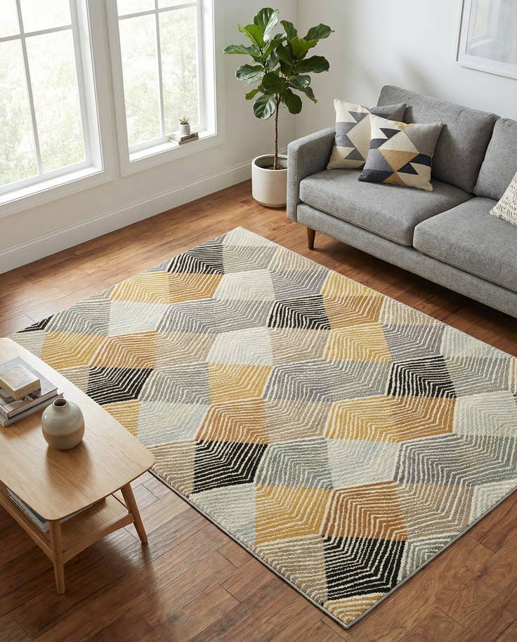 Detail image of 4' x 6' Easy-Clean Modern Indoor / Outdoor Rug