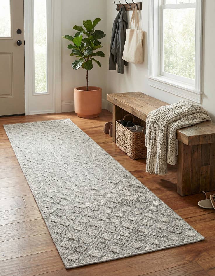 Detail image of 2' x 8'  Washable Trellis Textured Indoor / Outdoor Runner Rug