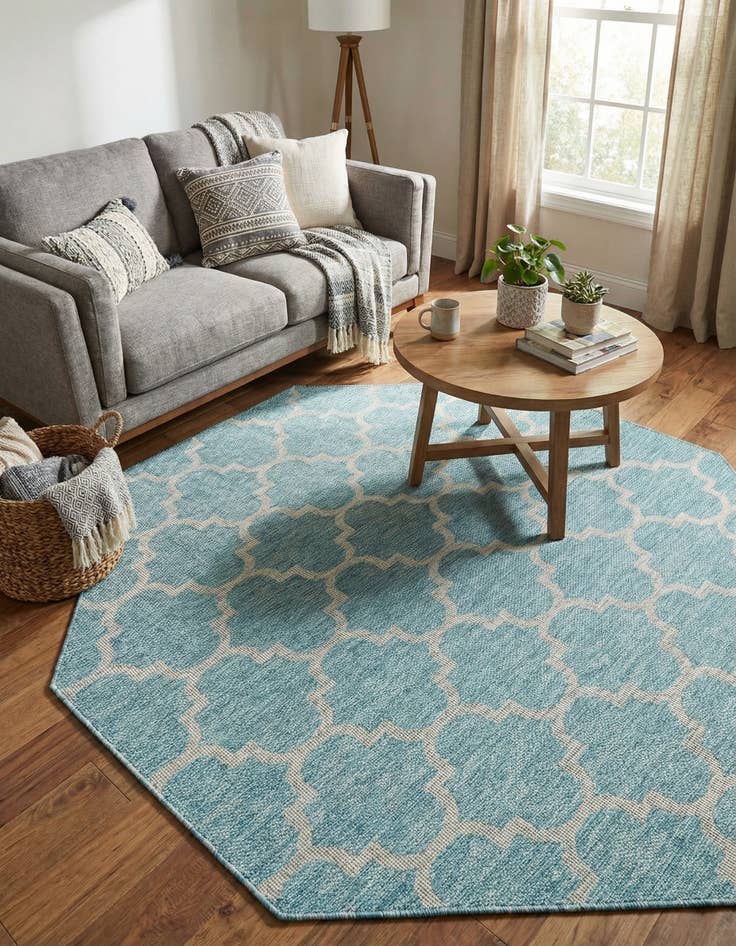 Detail image of 7' 10 x 7' 10  Washable Trellis Indoor / Outdoor Octagon Rug