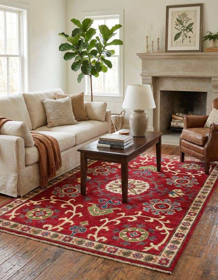 Detail image of 4' 1 x 6' 1  Hand Knotted Kazak Rug