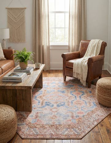 7' 6 x 7' 6 Washable Timeless Octagon Rug