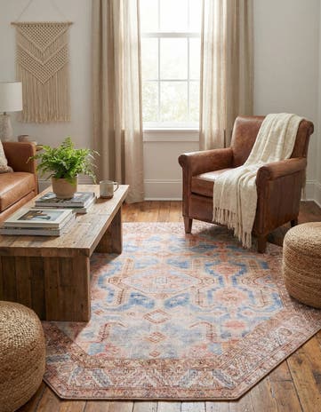 7' 6 x 7' 6 Washable Timeless Octagon Rug