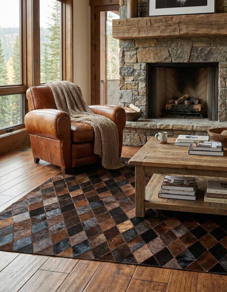 Detail image of 4' 1 x 5' 10 Cowhide Stocks Rug