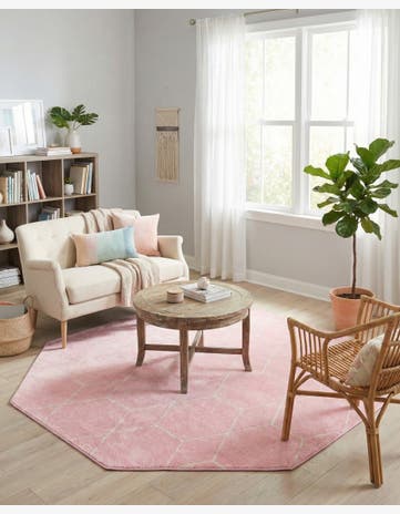 5' 3 x 5' 3 Trellis Frieze Octagon Rug