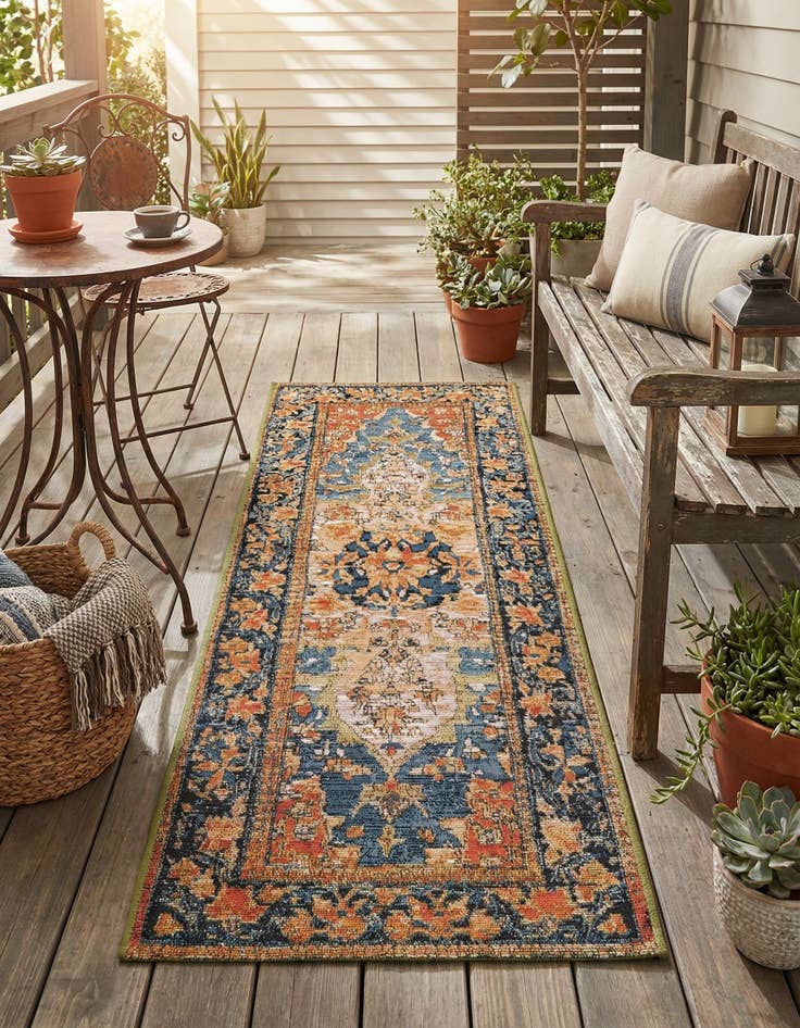Detail image of 2' x 5'  Washable Traditional Indoor / Outdoor Runner Rug