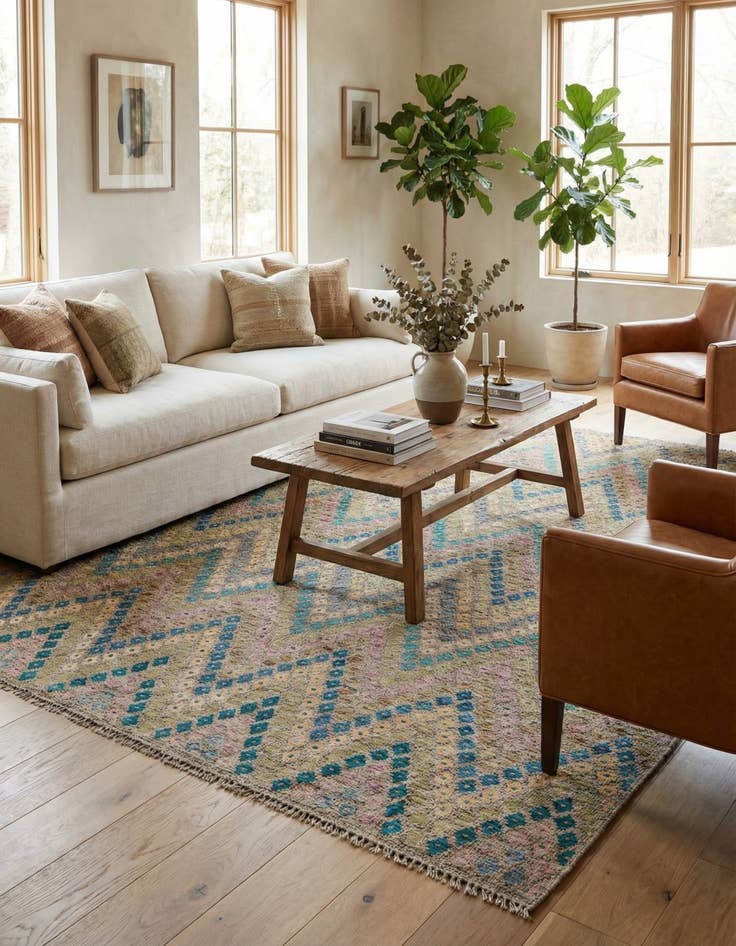 Detail image of  8' 7 x 11' 4  Hand Woven Kilim Modern Wool Rug