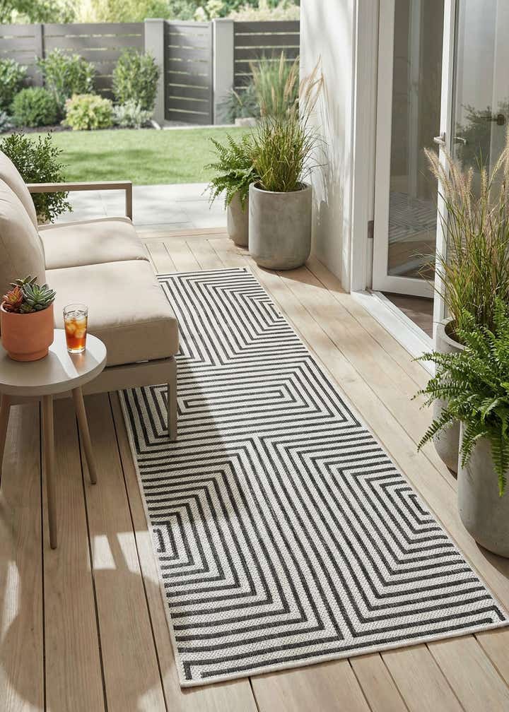 2' x 5' 3 Easy-Clean Modern Indoor / Outdoor Runner Rug