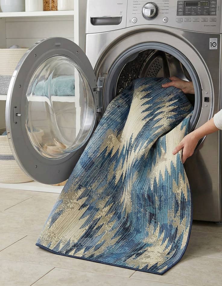 Detail image of 6' x 6'  Washable Modern Indoor / Outdoor Square Rug