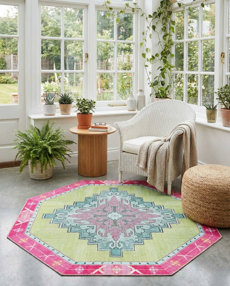 Detail image of 7' 6 x 7' 6 Washable Timeless Octagon Rug
