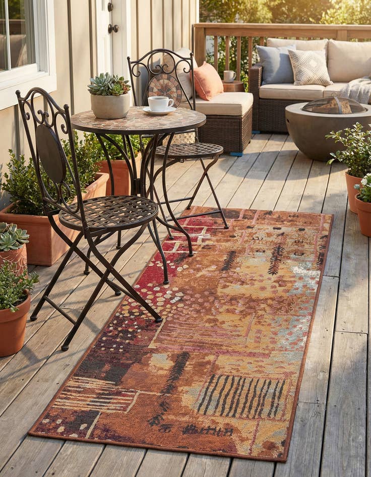 Detail image of 2' x 5'  Washable Modern Indoor / Outdoor Runner Rug
