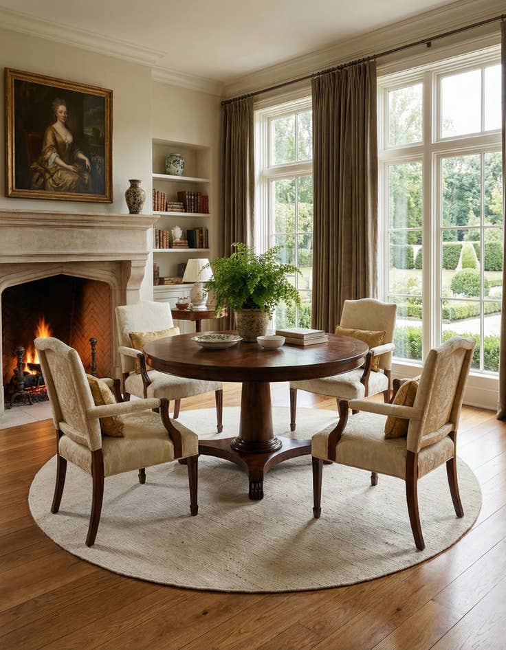 Detail image of  6' 11 x 6' 11  Hand Woven Jill Zarin English Manor Farmhouse Wool Round Rug