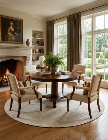 6' 11 x 6' 11 Hand Woven Jill Zarin English Manor Farmhouse Wool Round Rug