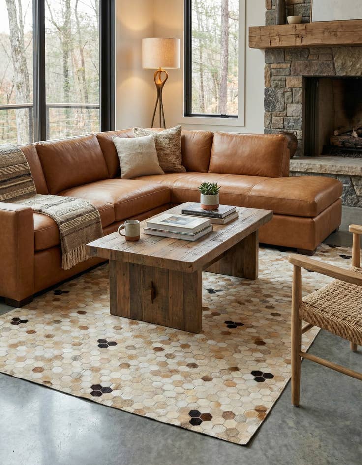 Detail image of 5' x 7' 11 Cowhide - Patchwork Rug