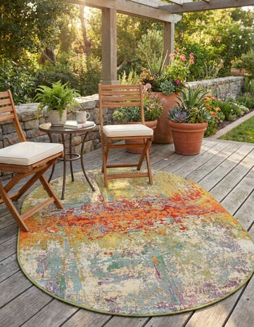 Easy-Clean Modern Indoor / Outdoor Oval Rug