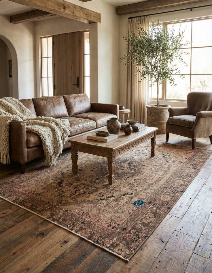 Detail image of 6' 3 x 8' 10  Hand Knotted Ultra Vintage Persian Wool Rug