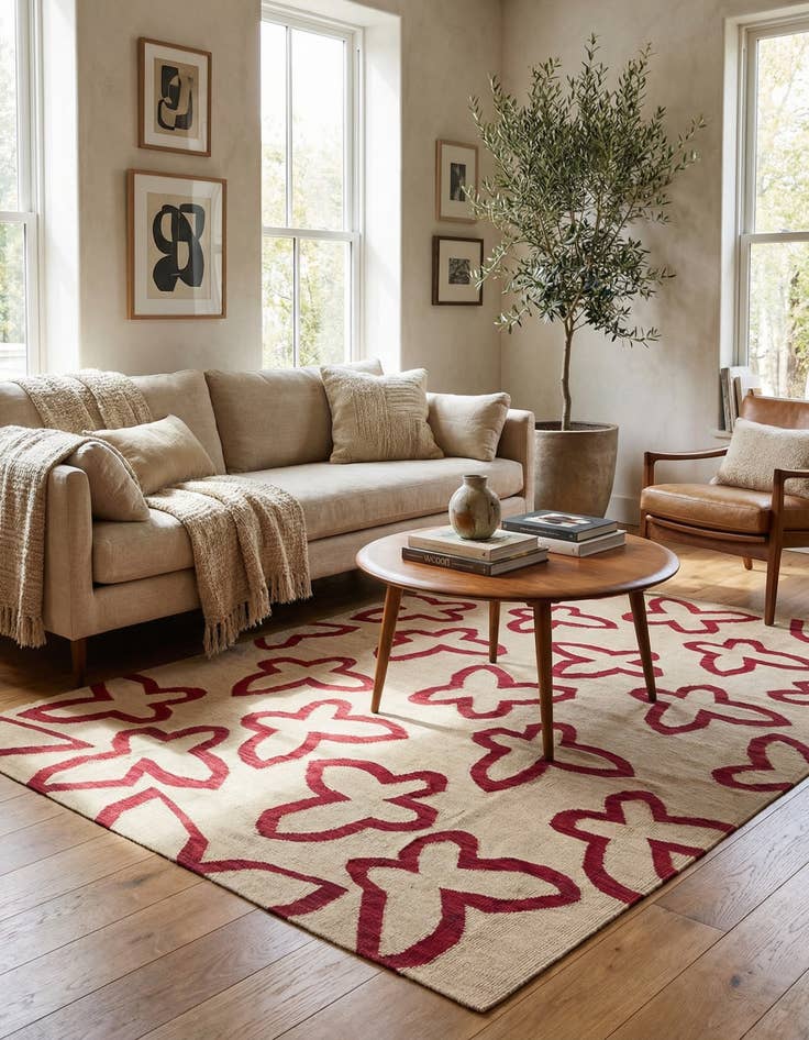 Detail image of  5' 10 x 7' 8  Hand Woven Kilim Modern Wool Rug