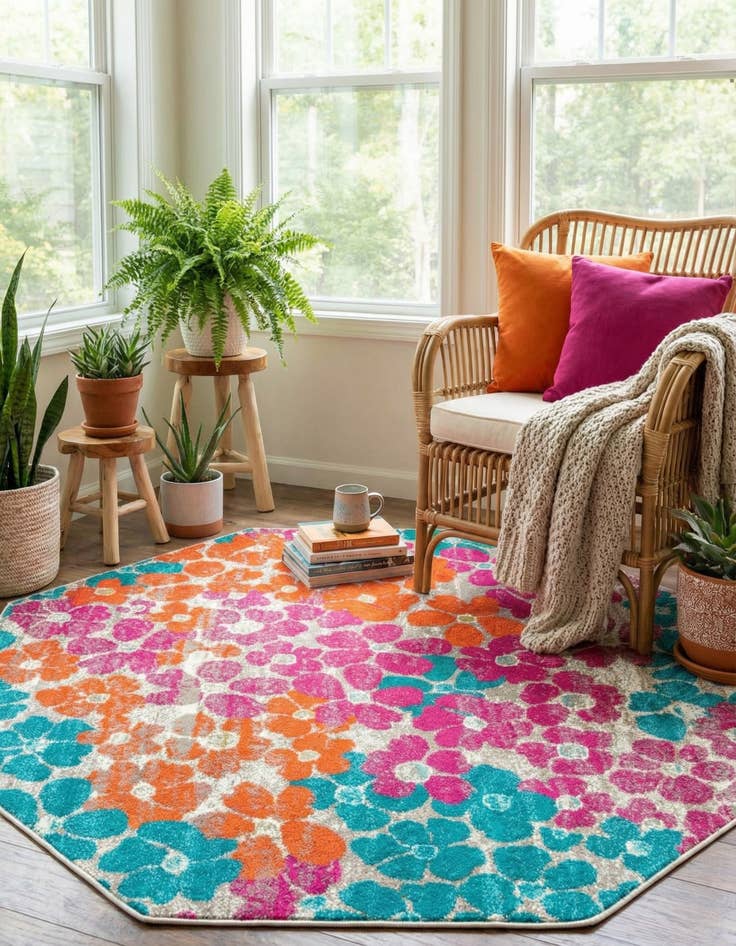 Detail image of  5' 3 x 5' 3 Azalea Octagon Rug