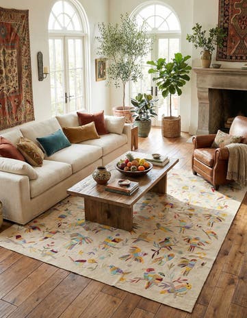 8' 1 x 9' 1 Hand Woven Kilim Suzani Wool Rug