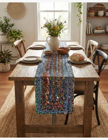 1' 2 x 10' Handmade Braided Chindi Table Runner Rug