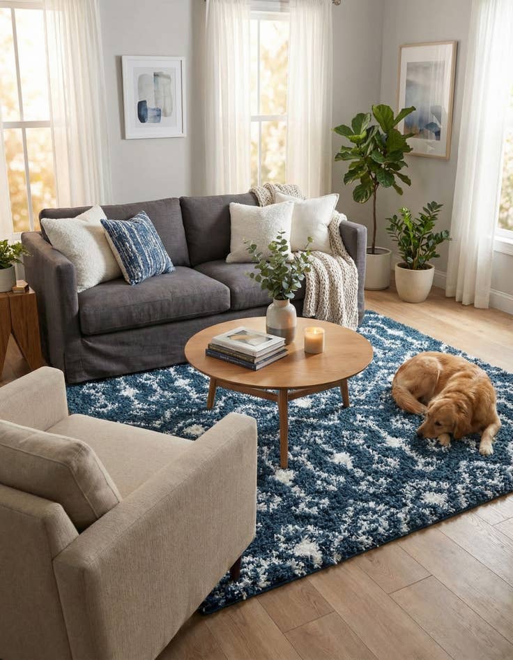 Detail image of  7' 10 x 7' 10 Moroccan Trellis Shag Square Rug