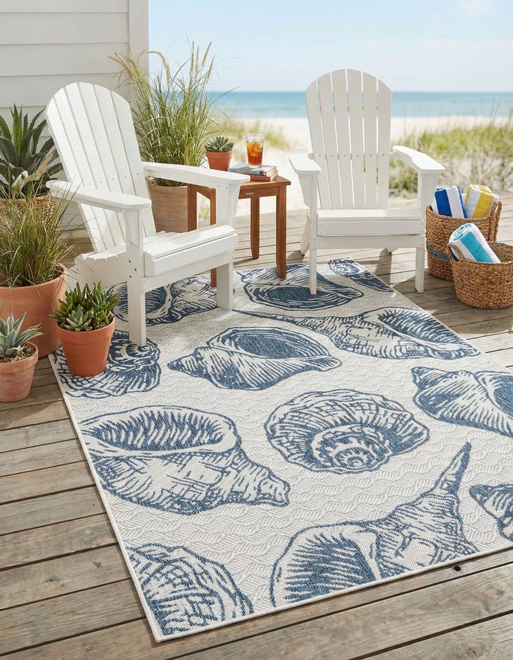 Detail image of 5' 3 x 7' Easy-Clean Coastal Indoor / Outdoor Rug