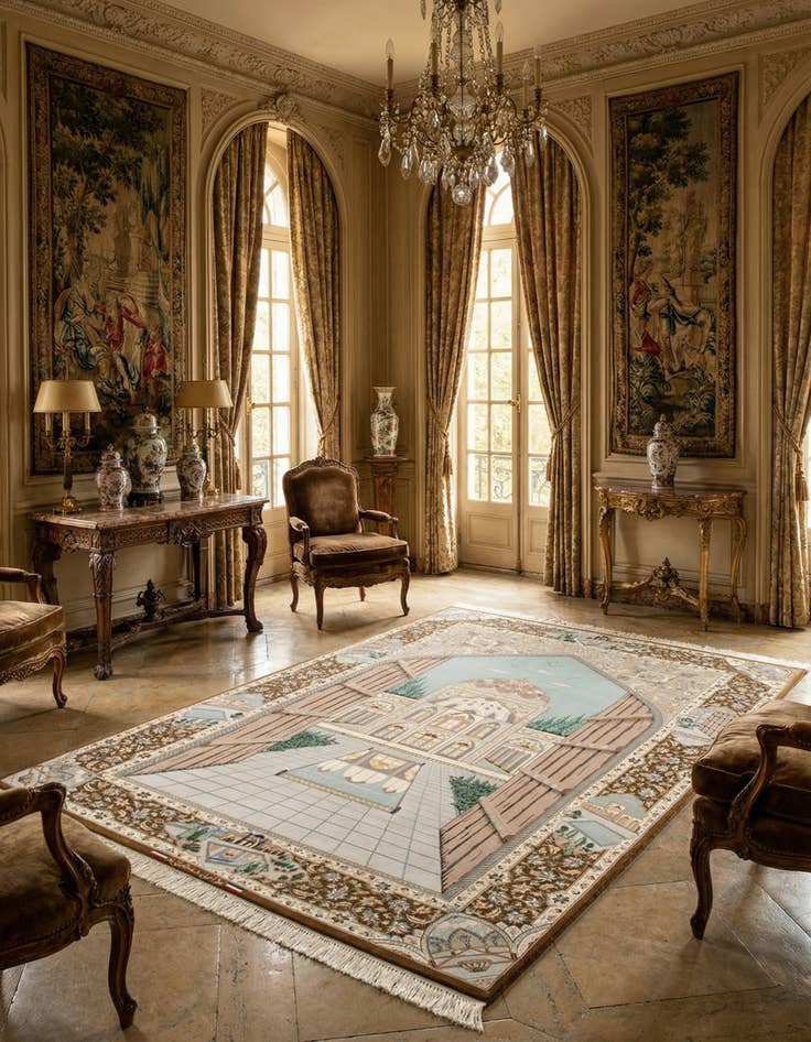 Detail image of 4' 4 x 6' 6  Hand Knotted Isfahan Persian Rug