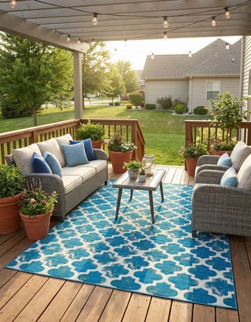 9' x 12' 2 Easy-Clean Lattice Indoor / Outdoor Rug