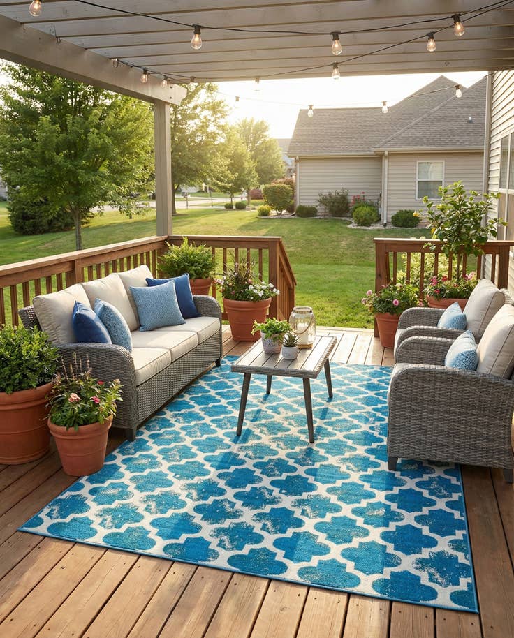 Detail image of 9' x 12' 2 Easy-Clean Trellis Indoor / Outdoor Rug