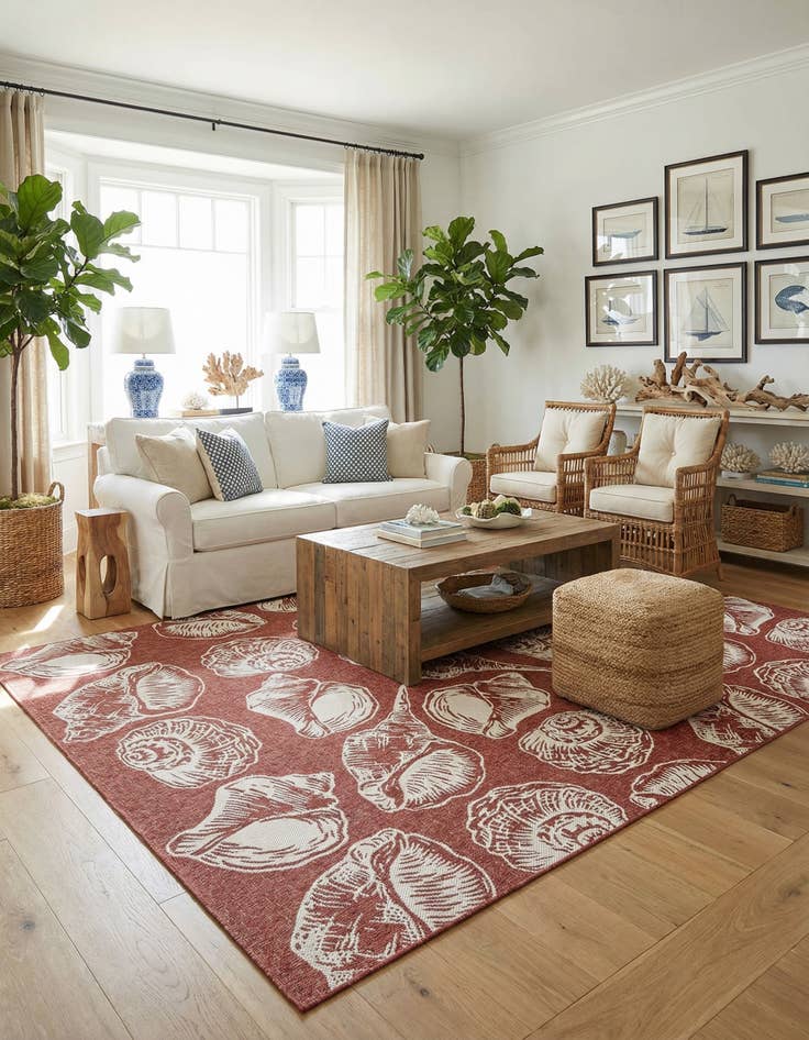 Detail image of 10' x 14'  Washable Coastal Indoor / Outdoor Rug