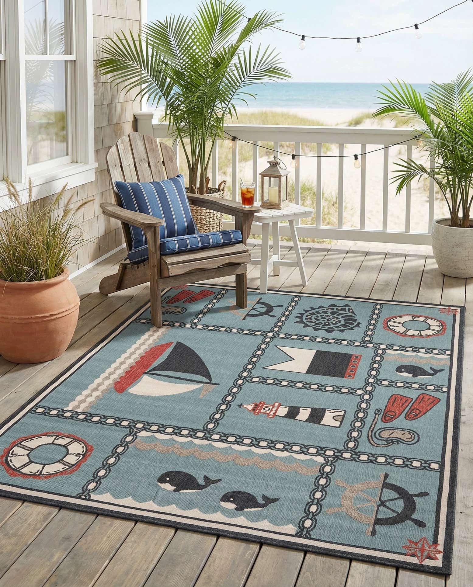 7' 10 x 10' Easy-Clean Coastal Indoor / Outdoor Rug
