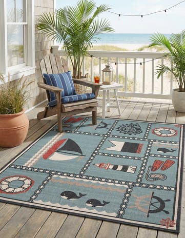 7' 10 x 10' Easy-Clean Coastal Indoor / Outdoor Rug
