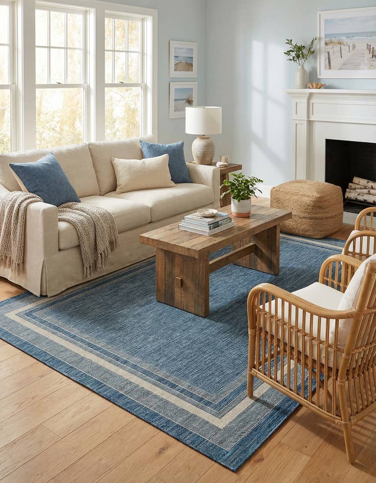 Detail image of  6' x 9'  Washable Border Indoor / Outdoor Rug