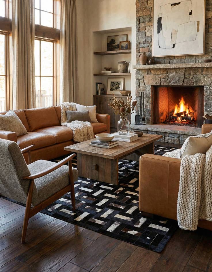 Detail image of  5' 4 x 8' 2 Cowhide - Patchwork Rug