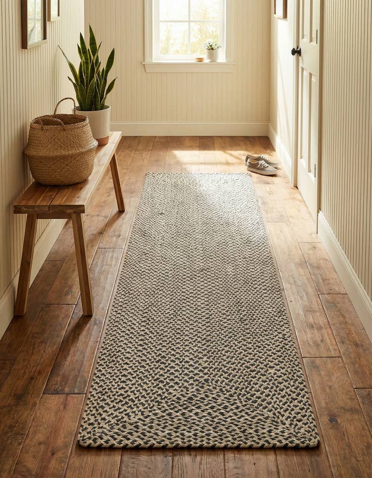 Detail image of 2' x 8'  Hand Tweed Braided Jute Runner Rug