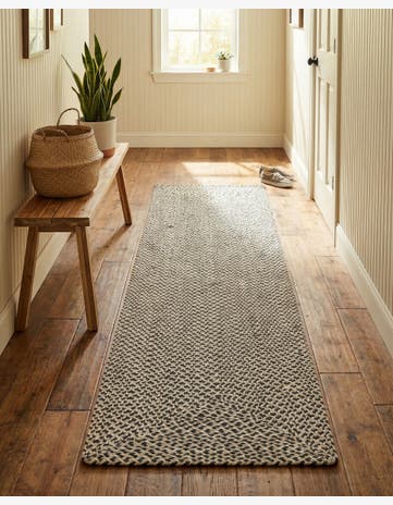 2' x 8' Handmade Tweed Braided Jute Runner Rug