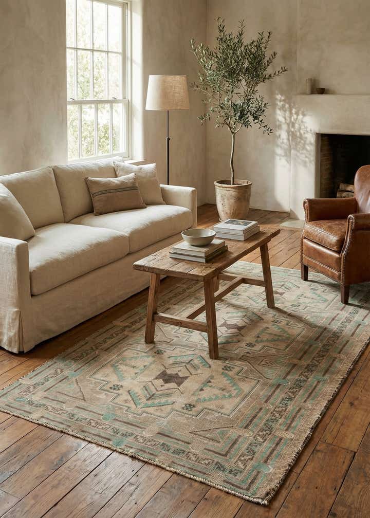 3' 8 x 6' 4 Hand Knotted Ultra Vintage Persian Wool Rug