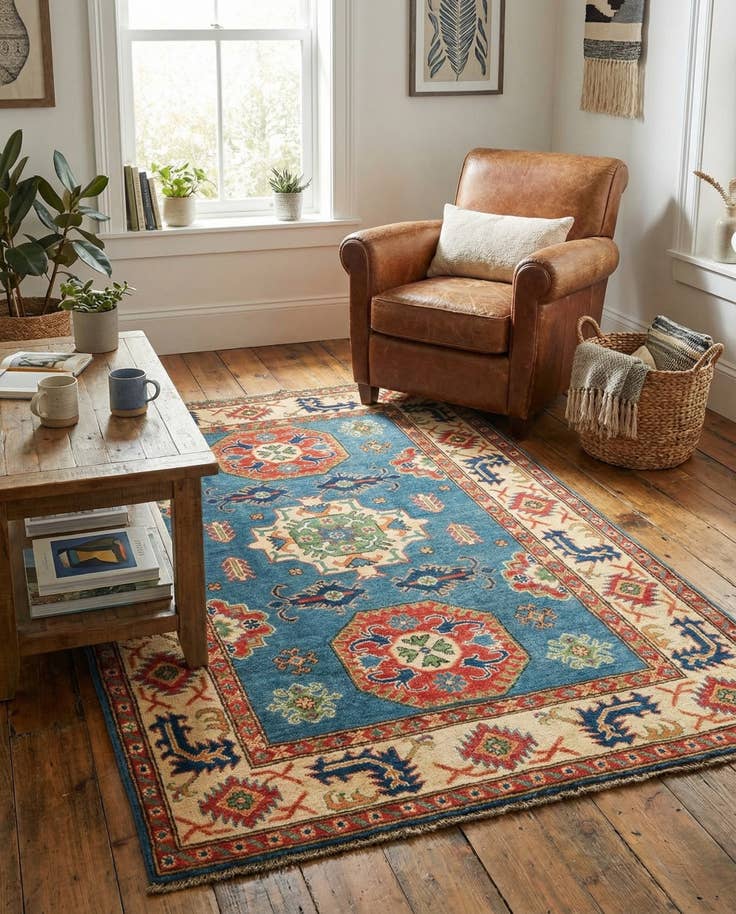 Detail image of 4' x 6' 1 Hand Knotted Kazak Rug