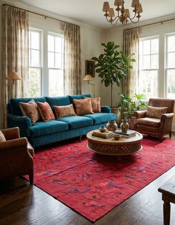 6' 9 x 9' 5 Hand Woven Kilim Suzani Wool Rug