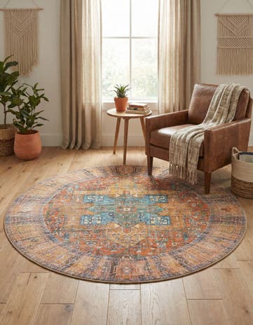 5' x 5' Washable Timeless Round Rug