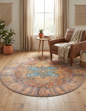 5' x 5' Washable Timeless Round Rug