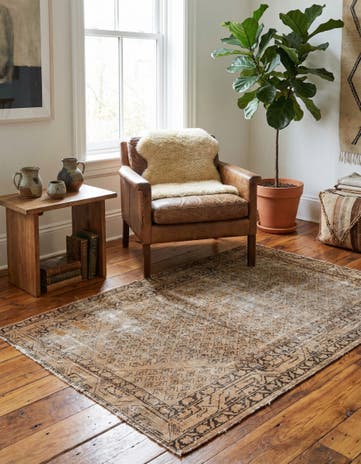 4' 2 x 6' 4 Hand Knotted Ultra Vintage Persian Wool Rug