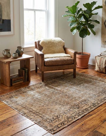 4' 2 x 6' 4 Hand Knotted Ultra Vintage Persian Wool Rug