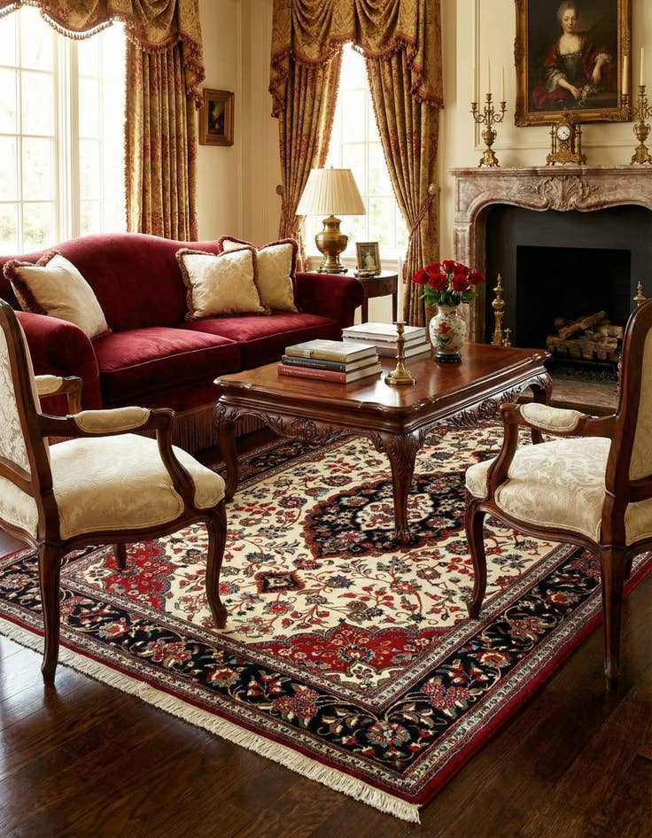 Detail image of  5' 1 x 7' 11  Hand Knotted Qom Persian Rug