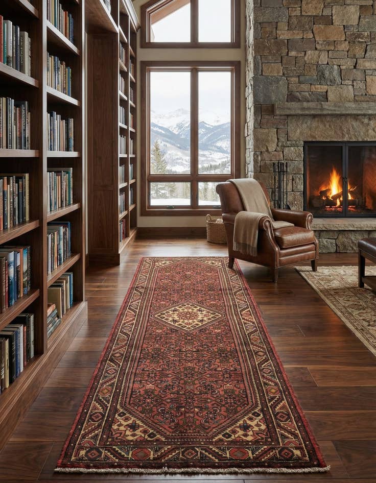 Detail image of  3' 5 x 10'  Hand Knotted Hossainabad Persian Wool Runner Rug