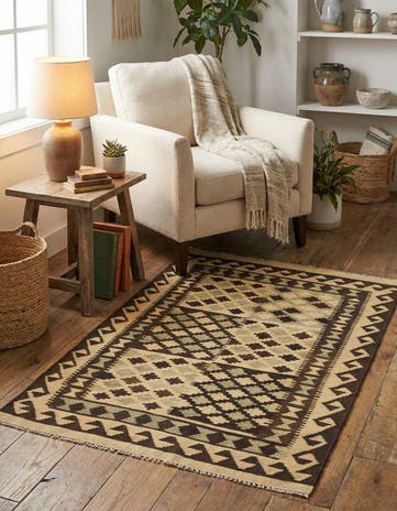3' 1 x 4' 10 Hand Woven Kilim Maymana Wool Rug