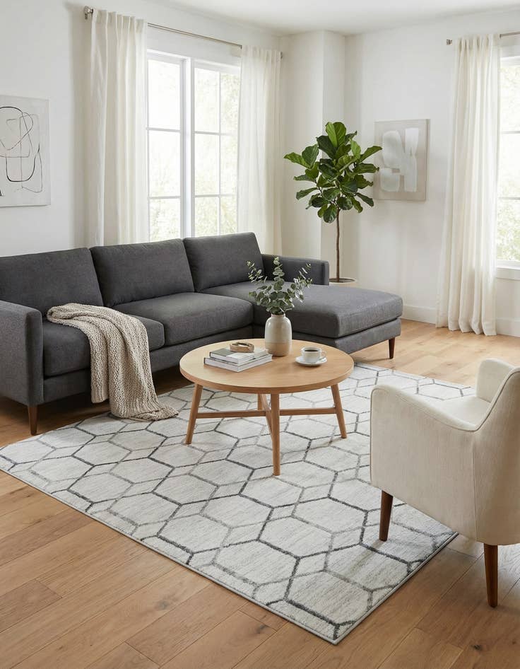 Detail image of 7' x 7' Lattice Trellis Square Rug