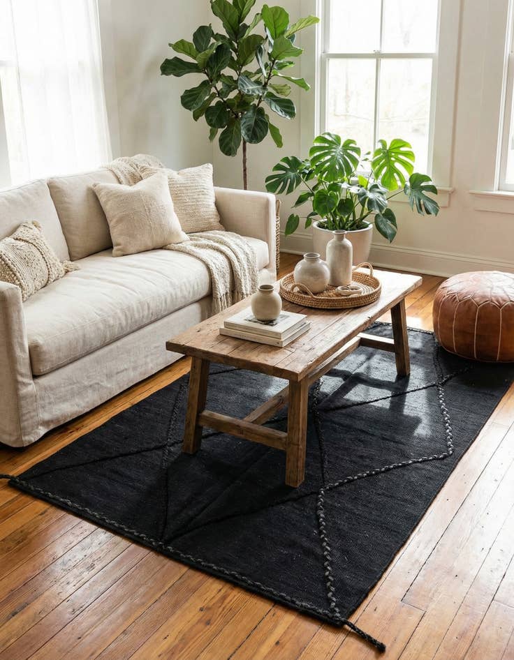 Detail image of 4' 4 x 5' 9  Hand Knotted Moroccan Wool Rug