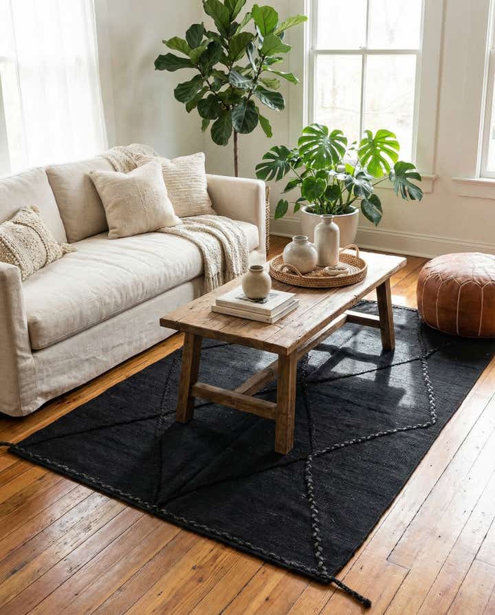 4' 4 x 5' 9 Hand Knotted Moroccan Wool Rug