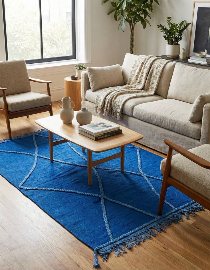 Detail image of 3' 4 x 5' 1  Hand Woven Kilim Modern Wool Rug